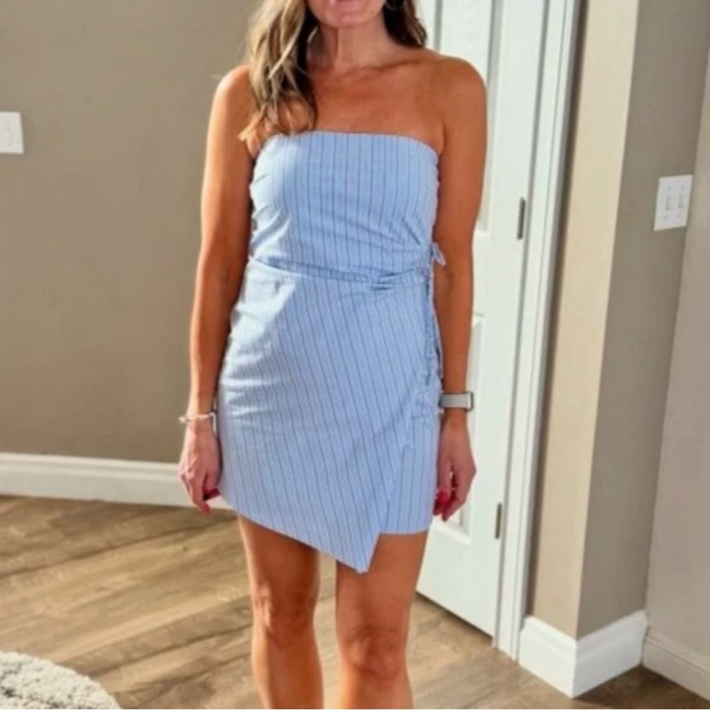 Wild Fable Blue Striped Dress L